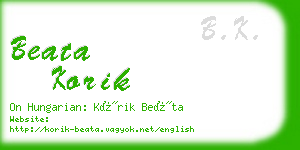 beata korik business card